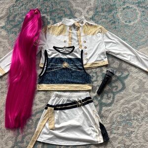 Kids Pop Demon Hunters Huntrix Costume Set with Pink Wig size 5-6